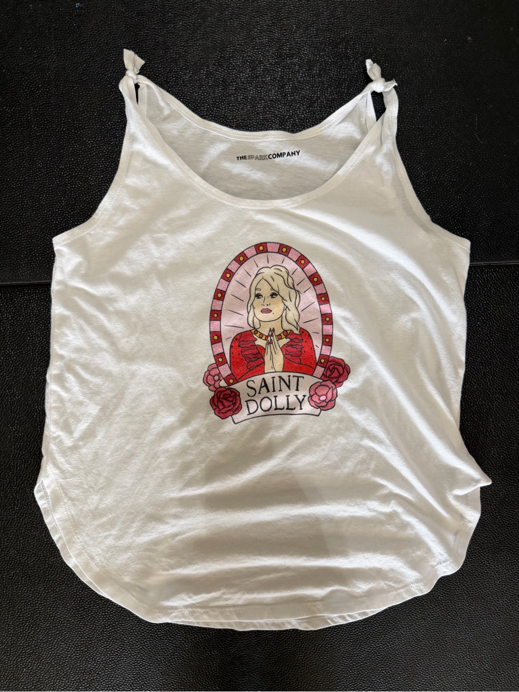 The Brand Company White Saint Dolly Graphic TieShoulder Tank